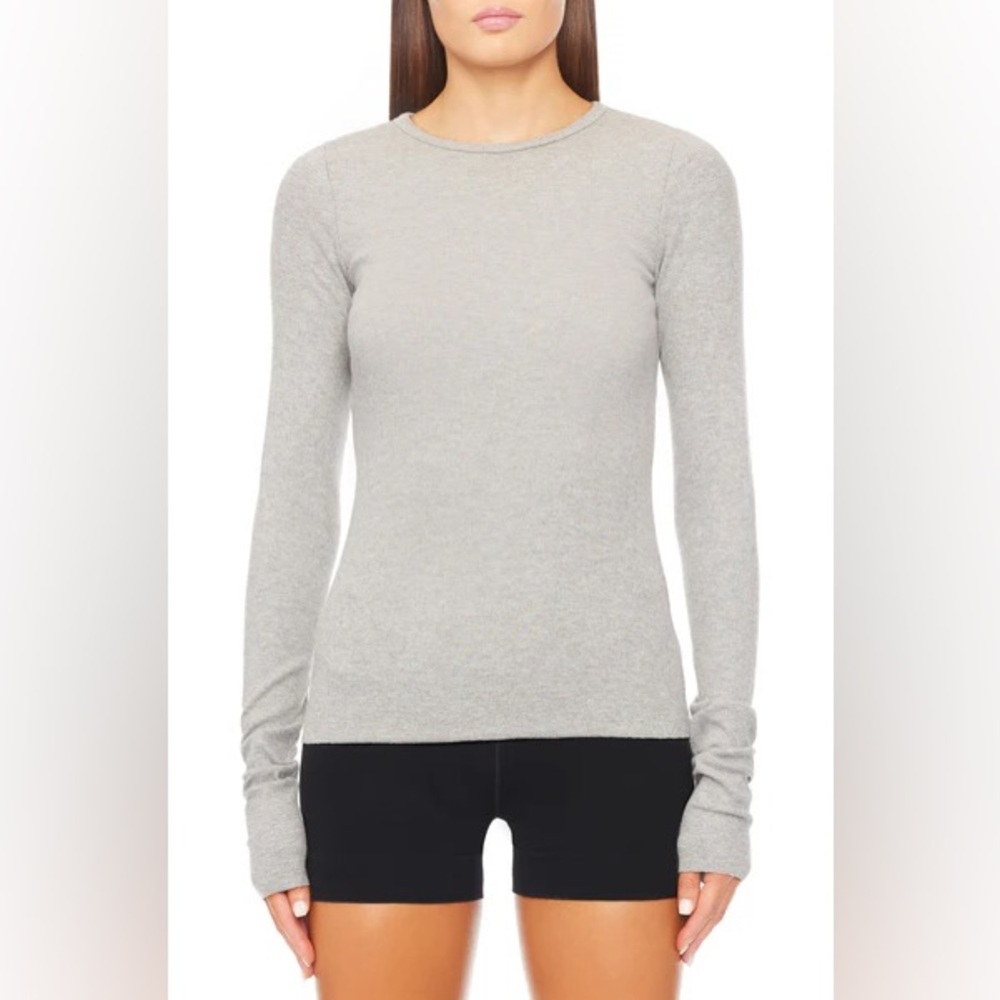 Eterne Light Gray Long Sleeve Crewneck Tee